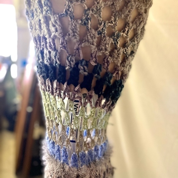 CROCHETED RUFFLE MINI DRESS WITH SPAGHETTI STRAPS - Picture 12 of 14